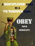  canine clothed clothing dastardlydevil doberman dog english_text female hat mammal military pants propaganda riding_crop shirt simple_background solo tank_top text unknown_artist 