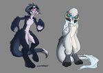  blue_eyes breasts chest_tuft claws color couple cute dragon eyes feathers female fenra fluffy fur goggles head_tuft hindpaw horns lexi male northern_ice_fenra nude pink_eyes portrait scalie sefeiren sexual_dimorphism shy smile tail tail_tuft tanner wings 