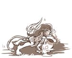  amaterasu animal_ears bad_id bad_pixiv_id cat_ears cat_tail drooling felicia hairband kashi-wa long_hair marvel_vs._capcom marvel_vs._capcom_3 monochrome ookami_(game) sleeping solo tail vampire_(game) wolf 