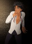  black_hair blue_eyes boy set shirt solo thisarmor white_shirt yaoi 