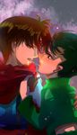  2boys kiss koenma koenma_(yu_yu_hakusho) male male_focus multiple_boys school_uniform urameshi_yusuke yaoi yu_yu_hakusho yuu_yuu_hakusho 