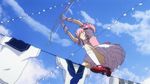  animated animated_gif arrow bow_(weapon) firing kaname_madoka laundry lowres magical_girl mahou_shoujo_madoka_magica non-web_source pink_hair solo weapon witch's_labyrinth 