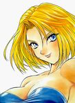  bare_shoulders blonde_hair blue_eyes blue_mary breasts cleavage fatal_fury large_breasts lips nose short_hair solo strapless the_king_of_fighters tubetop 