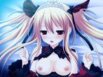  blonde_hair bloody_rondo breasts game_cg luna_freed_queen makita_maki nipples red_eyes twintails 