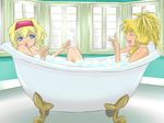  alice_margatroid bath bathing bathtub blonde_hair blue_eyes hairband kirisame_marisa kugi_(kugi-xiv) multiple_girls nude shared_bathing soap_bubbles touhou 