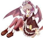  alwen highres pointy_ears purple_hair red_eyes sitting wings zwei zwei_2 