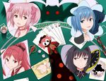  akemi_homura alua bad_id bad_pixiv_id black_hair blue_hair card charlotte_(madoka_magica) clock club_(shape) diamond_(shape) dice glasses glowing glowing_eyes hairband heart kaname_madoka kyubey long_hair lying_card magical_girl mahou_shoujo_madoka_magica miki_sayaka multiple_girls oktavia_von_seckendorff pink_eyes pink_hair polearm ponytail purple_eyes red-framed_eyewear red_eyes red_hair sakura_kyouko short_hair short_twintails soul_gem spade_(shape) spear tears tomoe_mami twintails walpurgisnacht_(madoka_magica) weapon 