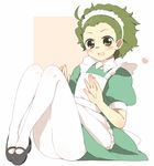  bad_id bad_pixiv_id crossdressing dress green_eyes green_hair hairband idolmaster idolmaster_(classic) idolmaster_2 jinichu maid male_focus mitarai_shouta pantyhose solo white_legwear 