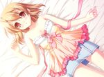  bed brown_hair chikotam cleavage game_cg magicarat_radiant red_eyes tagme_(character) 