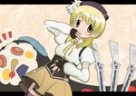  bite_mark blonde_hair blush charlotte_(madoka_magica) cosplay creator_connection gloves gun hat hidamari_sketch letterboxed magical_girl magical_musket mahou_shoujo_madoka_magica md5_mismatch minagi_(gogogo) miyako mizuhashi_kaori rifle seiyuu_connection skirt solo striped striped_legwear thighhighs tomoe_mami tomoe_mami_(cosplay) twintails vertical-striped_legwear vertical_stripes weapon yellow_eyes zettai_ryouiki 