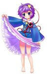  blue_eyes blush eyeball hairband hazama_masashi heart highres komeiji_satori open_mouth purple_hair skirt skirt_lift solo touhou 