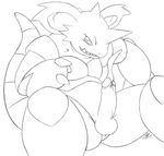  balls claws cum cumshot erection fangs grin horns invalid_tag looking_at_viewer male muscles nidoking nude orgasm penis pok&eacute;mon presenting reptile scalie solo spread_legs spreading tail theshizl uncut 