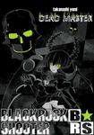  black_rock_shooter character_name checkered checkered_background dead_master green_eyes horns looking_at_viewer millelunar skull solo star 