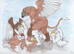  anal_penetration avian balls beak breasts cum cum_in_pussy cum_inside female feral feral_on_feral group group_sex gryphon male nipples orgy penetration penis pussy sex snowy_dragon wings 
