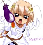  androgynous bad_id bad_pixiv_id bdsm blonde_hair blue_eyes bondage bound eggplant kid_icarus kodomo_no_jikan male_focus open_mouth parody pit_(kid_icarus) solo wings 