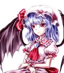  bad_id bad_pixiv_id bat_wings blue_hair brooch dress hat jewelry minust red_eyes remilia_scarlet short_hair solo touhou wings 