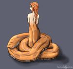  female looking_at_viewer naga nude pigtails scalie snake solo tail 