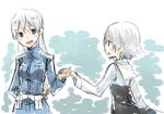  bad_id bad_pixiv_id blue_eyes eila_ilmatar_juutilainen flower green_eyes holding_hands itsu_(artist) long_hair military military_uniform multiple_girls sanya_v_litvyak short_hair silver_hair smile strike_witches uniform white_hair world_witches_series 