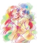  blue_hair blush closed_eyes hanasaki_tsubomi happy heartcatch_precure! kurumi_erika long_hair makiemon multiple_girls myoudou_gakuen_middle_school_uniform open_mouth precure red_hair school_uniform twintails 