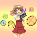  cross crossover glasses hair_ornament hairclip hidamari_sketch highres kamen_rider kamen_rider_ooo_(series) o_medal parody remi_ten skirt ume-sensei yuno 