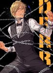  blonde_hair bow bowtie broken_eyewear chain durarara!! formal heiwajima_shizuo male_focus rem_(artist) smoking solo 