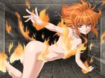  female fire game_cg raidy red_hair salamander_(species) topless unknown_artist 