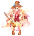  :3 beryl_benito blonde_hair blue_eyes bow brooch full_body hand_on_hip hat hatomame jewelry long_hair paintbrush pink_bow pink_legwear ribbon shoes shorts smile socks solo tales_of_(series) tales_of_hearts twintails white_background witch_hat 