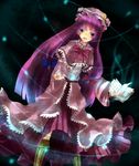  anthiea bad_id bad_pixiv_id blush book boots crescent hat long_hair patchouli_knowledge purple_eyes purple_hair solo touhou 