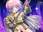  ahoge bard_(ragnarok_online) breasts crossdressing green_eyes guitar hair_ornament hairpin instrument ishihara_masumi laughing nipples pink_hair pussy ragnarok_online short_hair small_breasts solo uncensored 