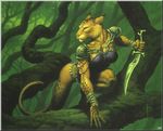  all_fours armor cougar dagger daren_bader feline female jungle magic_the_gathering mirri_cat_warrior solo unconvincing_armour 