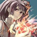  bad_id bad_pixiv_id bangs face fire fujiwara_no_mokou solo tatsu666 touhou 