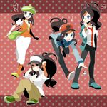  baseball_cap bel_(pokemon) bel_(pokemon)_(cosplay) blue_eyes brown_hair cheren_(pokemon) cheren_(pokemon)_(cosplay) cosplay glasses hat highres n_(pokemon) n_(pokemon)_(cosplay) orange_legwear pantyhose poke_ball pokemon pokemon_(game) pokemon_bw ponytail rkp touko_(pokemon) touya_(pokemon) 