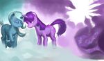  blue_eyes blue_hair equine female feral friendship_is_magic fur hair hat horn horse long_hair mammal my_little_pony pony purple_eyes purple_fur purple_hair purple_theme short_hair trixie_(mlp) twilight_sparkle_(mlp) unicorn unknown_artist 