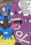  close-up lucario pok&eacute;mon red_eyes saliva unknown_artist weezing what yellow_eyes 