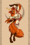  bell belly_dancer canine chest_tuft cleavage dancing eyes_closed female fox midriff piercing skimpy solo target_(artist) 