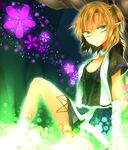  arm_warmers bad_id bad_pixiv_id blonde_hair breasts cleavage flower glowing green_eyes ichioto legs mizuhashi_parsee pointy_ears sitting small_breasts solo touhou 