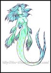  blue_hair breasts female hair mermaid shuu solo 
