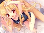  blonde_hair fate_testarossa fingering himukai_kyousuke long_hair lyrical_nanoha mahou_shoujo_lyrical_nanoha red_eyes school_swimsuit swimsuit 