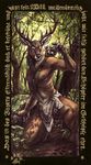  &dagger; antlers armpits arrow background blotch bow_(weapon) cervine deer forest german_text hooves horns hunter j&auml;germeister loincloth male nipples solo stag translated tree underwear 