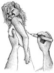  2005 art artist breast_grab cougar drawing feline female fondling hands meta nude pencil size_difference sketch solo tani_da_real work_in_progress 