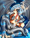  ball_fondling balls canine cum darkan dragon fox gay male masturbation penis scalie size_difference 