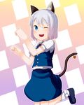  animal_ears blue_eyes cat_ears cat_tail highres kemonomimi_mode konpaku_youmu muku_(muku-coffee) short_hair silver_hair solo tail touhou 