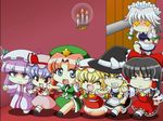  6+girls 7girls animated animated_gif everyone female flandre_scarlet gif hakurei_reimu hat hong_meiling izayoi_sakuya kirisame_marisa multiple_girls patchouli_knowledge remilia_scarlet run running touhou yamato_damashi 