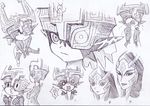  ballpoint_pen_(medium) bed_sheet chibi hat imp looking_up mask midna monochrome o3o pointy_ears sitting sketch skull smile surprised the_legend_of_zelda the_legend_of_zelda:_twilight_princess thumbs_up traditional_media yawning 