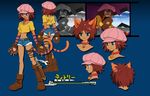  bell cat catgirl collar feline female gurren_lagann midriff model_sheet sword weapon 