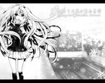  bad_id bad_pixiv_id greyscale ground_vehicle hajimete_no_koi_ga_owaru_toki_(vocaloid) hatsune_miku kneehighs letterboxed long_hair monochrome sakura_yuki_(clochette) scarf snowflakes solo train very_long_hair vocaloid 