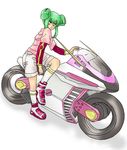  d-wheel duel_runner green_hair luca luna motor_vehicle motorcycle ruka twintails vehicle yu-gi-oh! yugioh_5d&#039;s yuu-gi-ou_5d's 