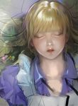  airspace bad_id bad_pixiv_id blonde_hair closed_eyes face highres lips original realistic sleeping solo 