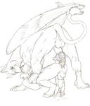  anal anal_penetration anthro_bestiality arjuna avian balls beak canine_penis cum cum_inside feral gay gryphon hooves horns knot male penetration penis ram size_difference 