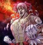  exploding_clothes genderswap genderswap_(ftm) hara_tetsuo_(style) haruru_(haruharu_urara) hokuto_no_ken kaname_madoka kaname_madou mahou_shoujo_madoka_magica male_focus manly muscle parody pink_eyes pink_hair ribbon solo style_parody 